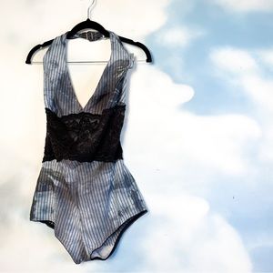 Handmade pinstripe tie dyed romper